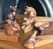 Wooden Doorstop Carved Door Stop 15cm Wood Doorstep