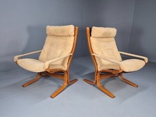 2 Vintage Ingmar Relling Siesta Chairs In Beige Suede Retro MCM  EB9050 VCHA