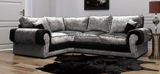 Tango Kingsize Corner Sofa 3 2 Seater Crushed Velvet Silver Black High Back sofa