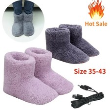 USB Electric Heated Foot Warmer Winter Home Plush Slipper Feet Warming Shoe Boot