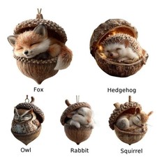 Nature Decoration Christmas Tree Animal Acorn Ornament Holiday Tree Decor 2D