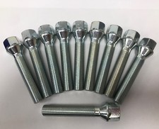 10 X M14X1.5 SILVER 60° ALLOY WHEEL BOLTS 69mm THREAD FOR VW T5 T6 T28 T30