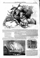 Original Old Antique Print