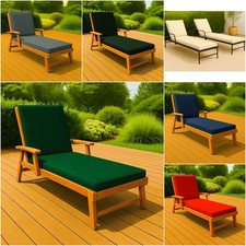 Sunlounger Cushion Only Waterproof Garden Recliner Sunbed Cushion With Zip Cover
