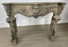 Beautiful, French, Stone Carved Fireplace 