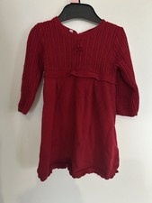 Emile et Rose Baby Girls Red Knitted Button Up Dress 6 Months