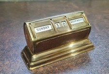 Vintage Brass & Leather Perpetual Calendar