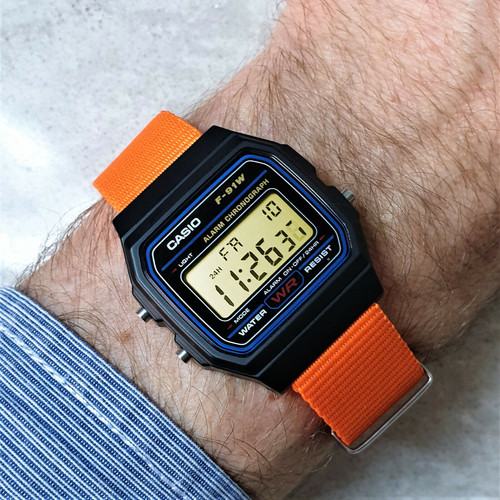 Casio 91w watch an - f-91w, orange