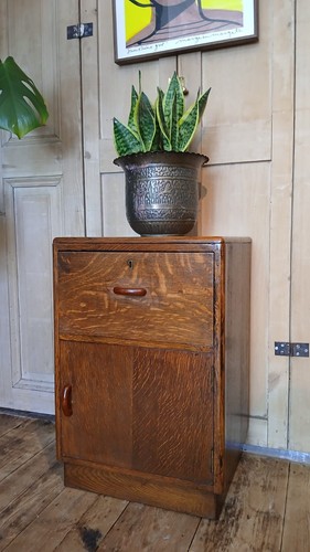 Art deco oak bedside cabinet - oak,