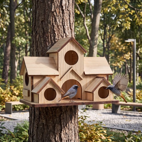 Wooden bird house - house, feeder
