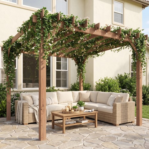 Wooden pergola garden - x,