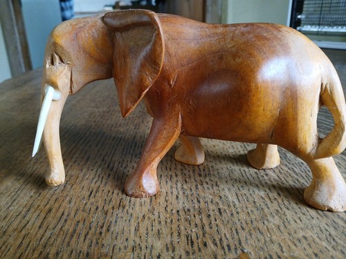 Hand carved wooden elephant - wooden,