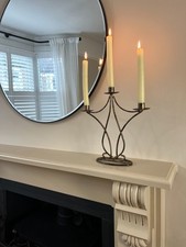 Candelabra with Antiqued Brass Finish | Three Taper Iron Candle Holder | Rustic