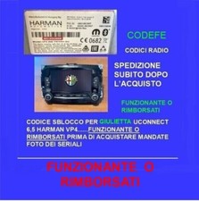 CODICE SBLOCCO RADIO AUTORADIO GIULIETTA UCONNECT 6,5 VP4 DO SUBITO IL CODE
