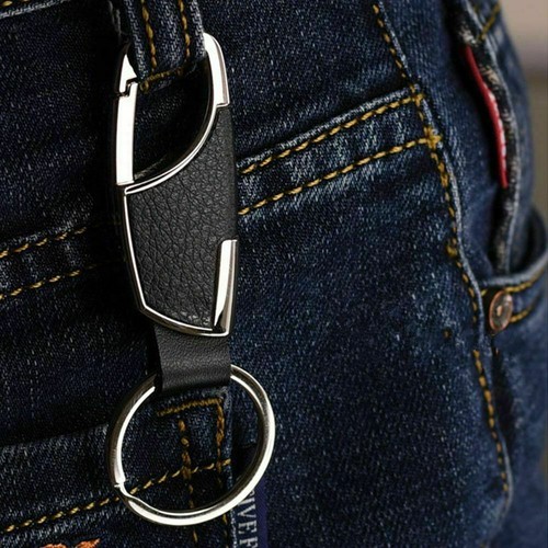 Men leather metal key chain - leather,