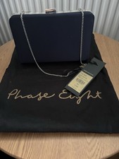 Phase Eight Navy Satin Clutch