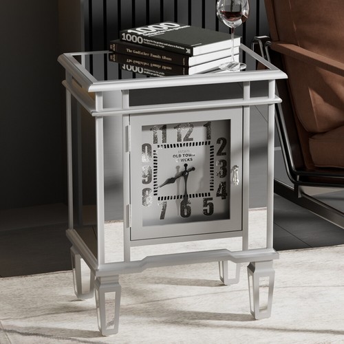 Sparkly silver side table - silver,