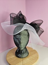 white black fascinator