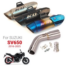 Motorcycle Exhaust Mid Link Pipe 2" Muffler Tip Black For Suzuki SV650 2016-2025