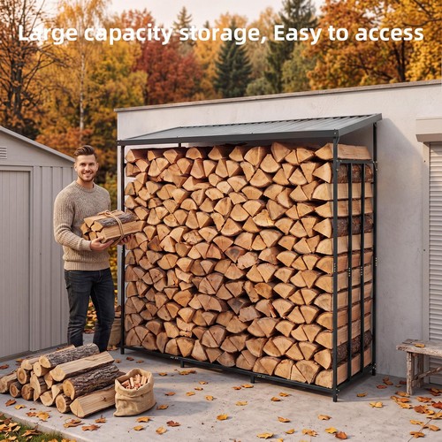 Heavy duty firewood log rack - log,