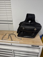 Vintage Harley Davidson Saddle Bag Set Pair Black Leather Shovelhead Throw Over