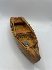 Miniature Wooden Boat with Oars and Moor Line Rope 9’’
