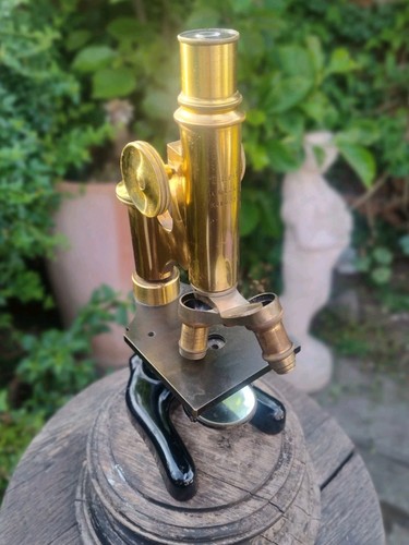 Antique leica microscope brass - microscope,