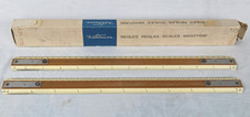 2 21" Vintage FRANZ KUHLMANN Drafting Machine Scale Rulers Wood  Metal & Plastic