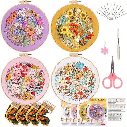 4pc flower embroidery cross - embroidery,
