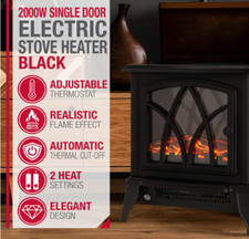 2000W Black Electric Fireplace