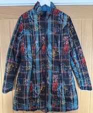 Womens AVENTURES DES TOILES Reversible Blue/Multi Quilted Jacket UK14/EU42 ExCon