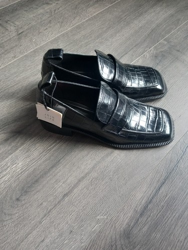 Black zara loafer shoes - zara, a
