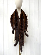 EDWARDIAN DOWNTON ABBEY ERA DARK BROWN FULL MINK DUO STOLE SCARF