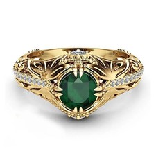 Elegant 14K Solid Gold Ring for Women – Sparkling Emeralds, Perfect Gift Idea