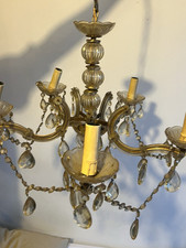 Vintage 100% Brass Crystal Chandelier From Paris
