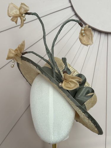 Vintage reworked straw boater - straw,