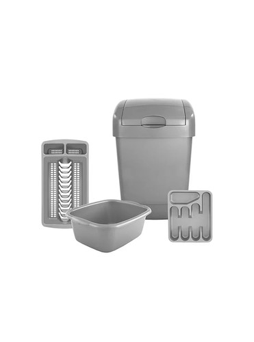 Grey kitchen bin piece waste - kitchen, 4-piece