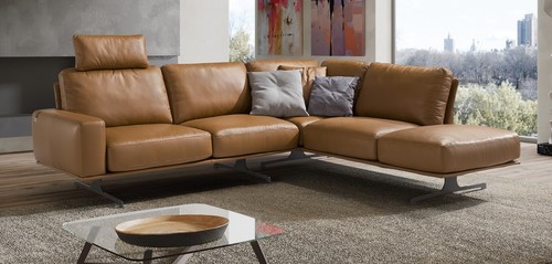 Leather corner sofa tan - leather,