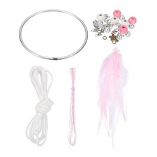DIY Dream Catcher, Making Supply Handmade Kit Feather Crystal Beads, Pink,White