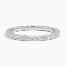 Floral-Inspired Hand Engravings & Milgrained Borders Real 950 Platinum Fine Band
