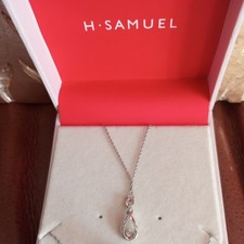 H. Samuel Silver / Diamond Droplet Necklace NOT WORN- Brand New. RRP      £79