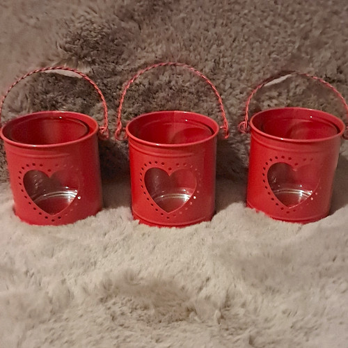 Set red metal heart tea - set,
