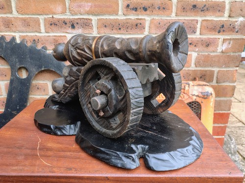 Vintage large wooden cannon - vintage,
