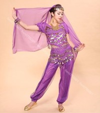 Belly Dance Performance Top Pants Trousers Outfit Set Bollywood Carnival Costume