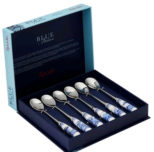 Spode blue italian tea spoons - blue,
