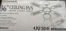  36" CEILING FAN WITH LIGHT