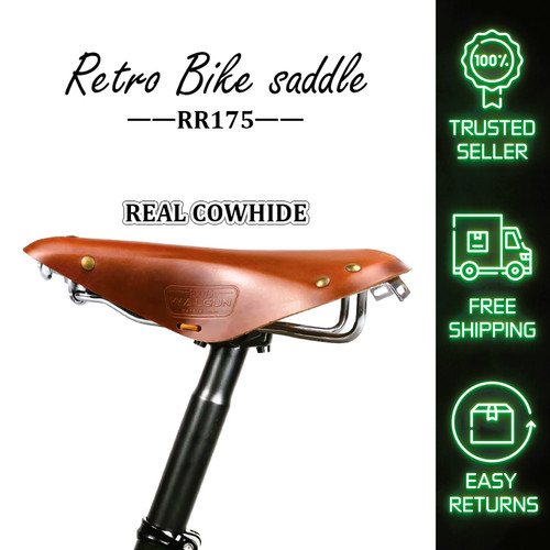 Retro bike saddle - , leather
