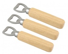 3 x Stainless Steel Wooden Handle Bottle Opener Opening Tool Home Bar Restaurant
