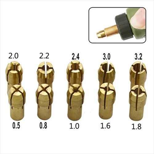 10x brass drill - chuck, collet