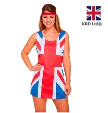 Ladies Union Jack Dress Costume - 90s Spice Girls Outfit for Adults